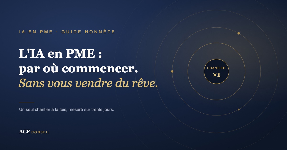 IA en PME : par où commencer, un guide honnête avec la méthode du premier chantier unique mesuré sur trente jours